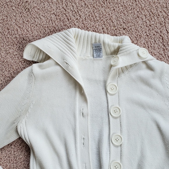 Womens White Knitted Large Button Cardigan Ellemenno - Picture 2 of 16